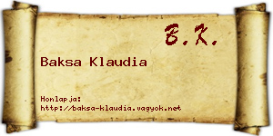 Baksa Klaudia névjegykártya